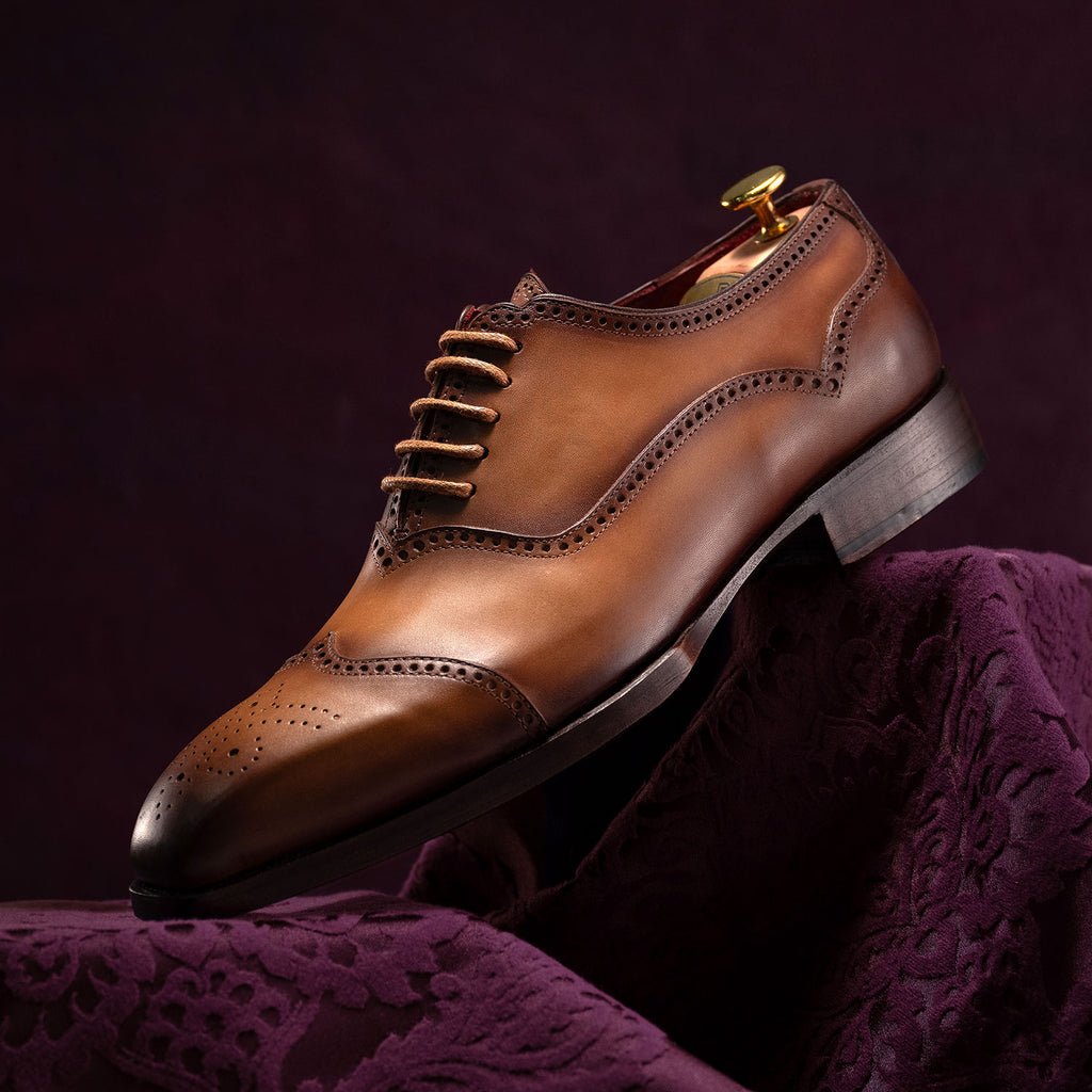 Paul Parkman Men's Goodyear Welted Oxford Shoes Camel Brown (ID#094-CML)