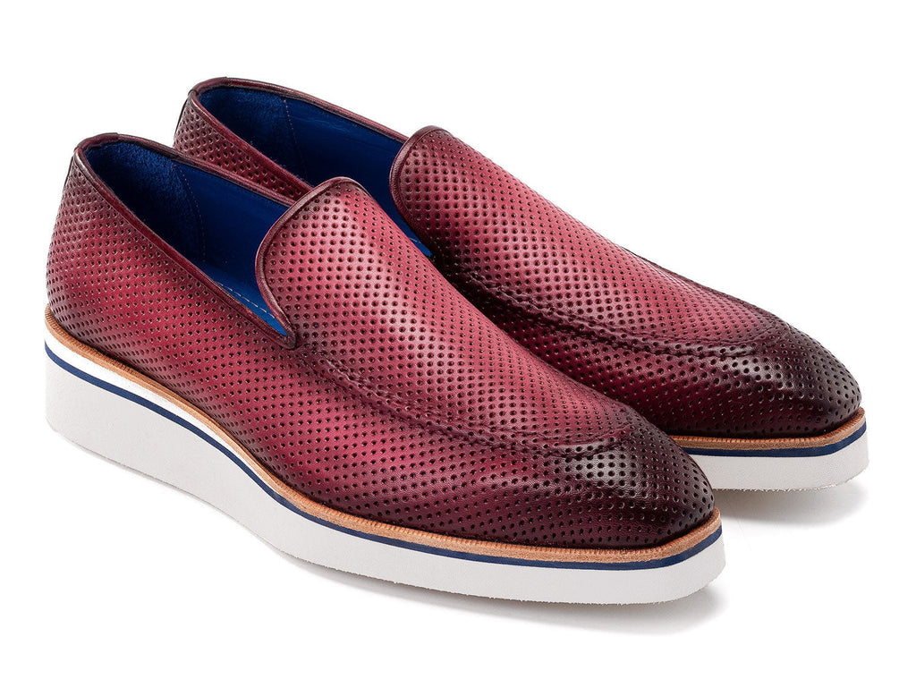 Paul Parkman Men's Smart Casual Perforated Leather Loafers Purple (ID#186-PR-PUR)