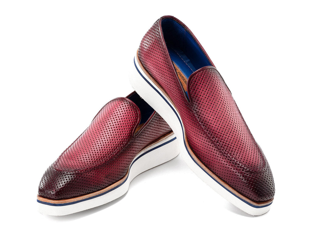 Paul Parkman Men's Smart Casual Perforated Leather Loafers Purple (ID#186-PR-PUR)