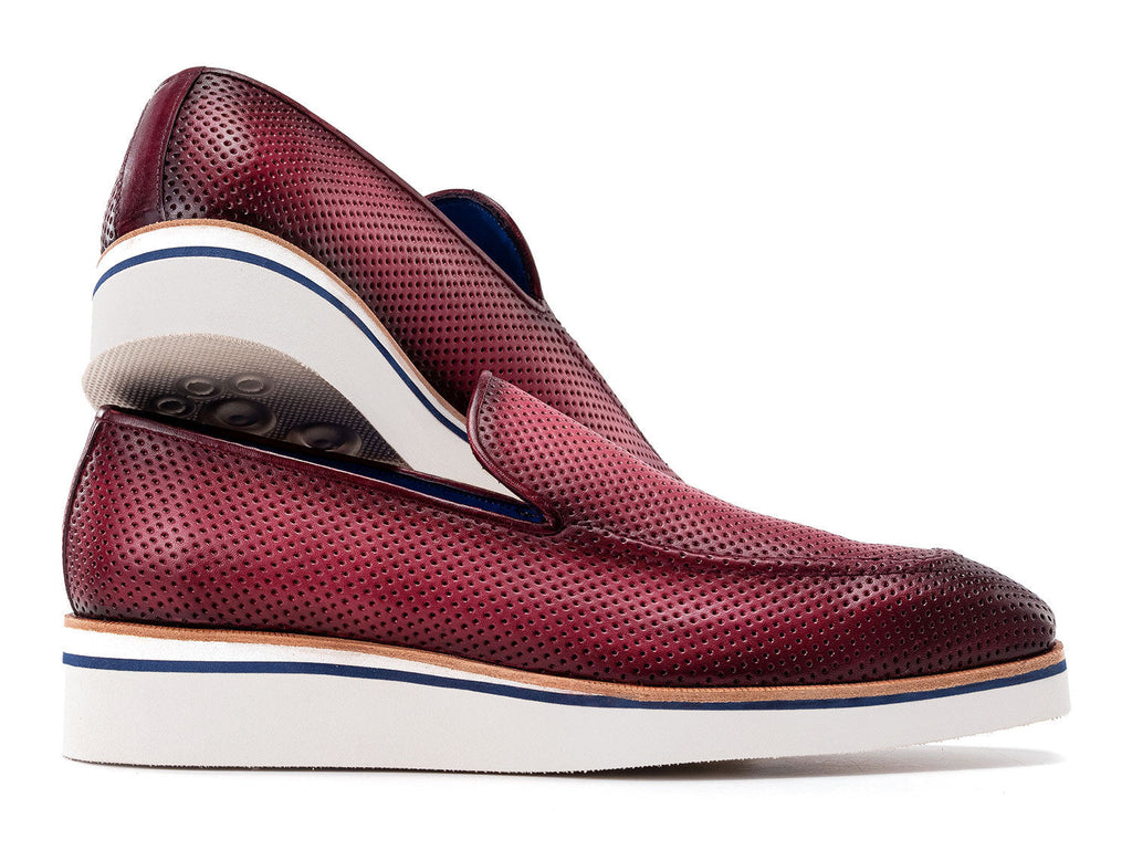 Paul Parkman Men's Smart Casual Perforated Leather Loafers Purple (ID#186-PR-PUR)