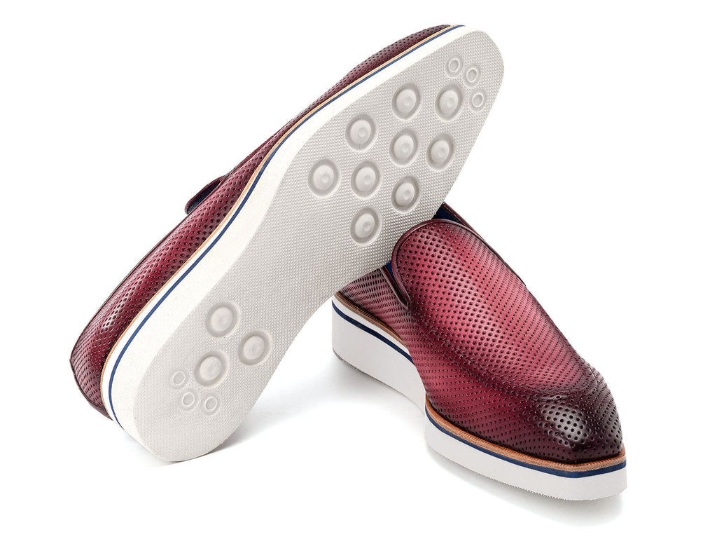 Paul Parkman Men's Smart Casual Perforated Leather Loafers Purple (ID#186-PR-PUR)
