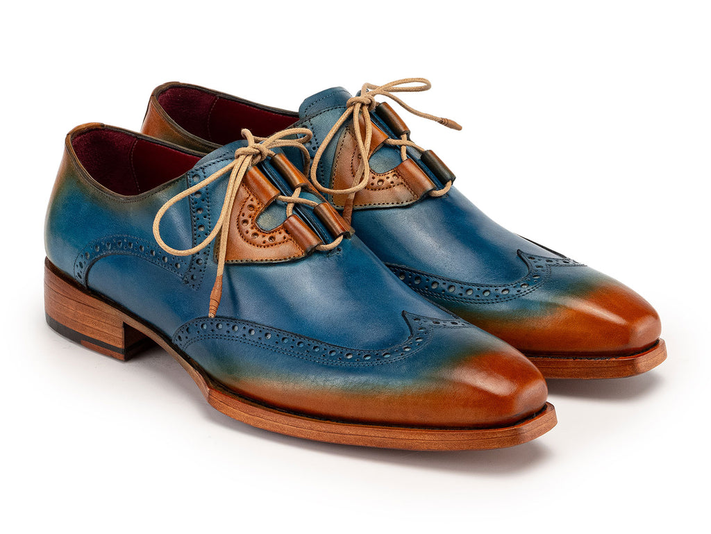 Paul Parkman Goodyear Welted Ghillie Lacing Brogues Blue & Tobacco (ID#2955-TRQ)