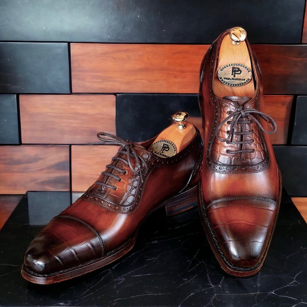 Paul Parkman Goodyear Welted Cap Toe Oxfords Brown (ID#9482-BRW)