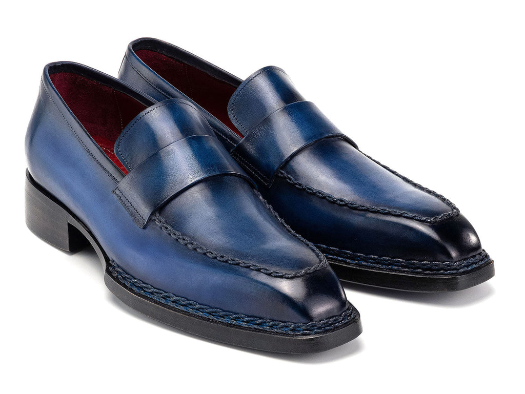 Paul Parkman Men's Norwegian Welted Loafers Blue Patina (ID#8503-BLU)