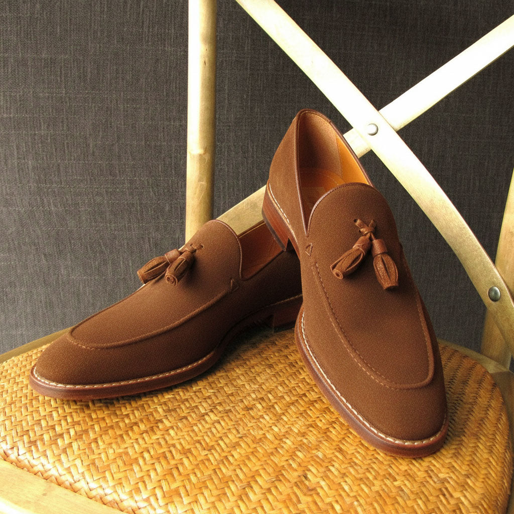 Paul Parkman Tassel Loafers Tobacco Suede (ID#087-TAB)