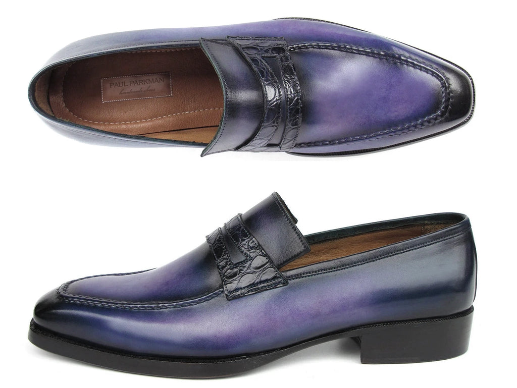 Paul Parkman Men's Purple Patina Handmade Loafers (ID#6944-PRP)