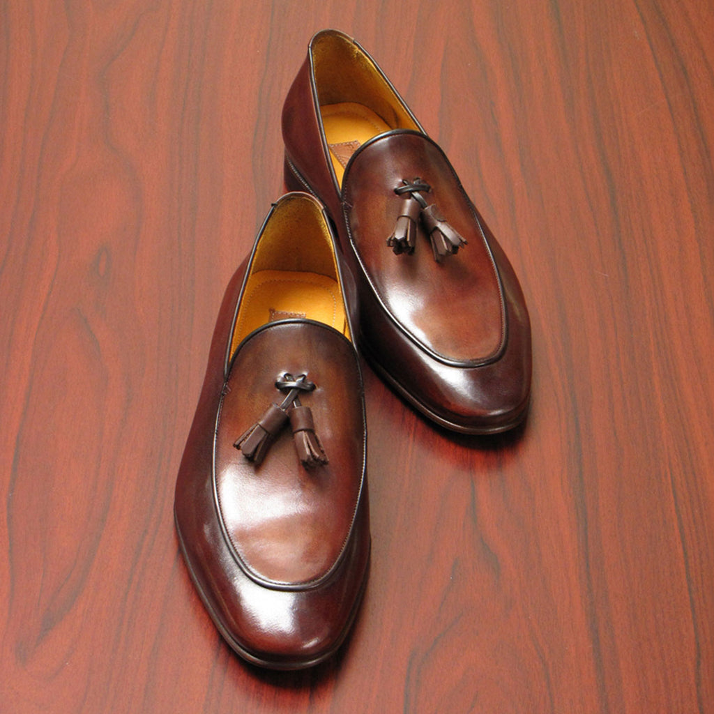 Paul Parkman Tassel Loafer Brown Hand Painted (ID#049-BRW)