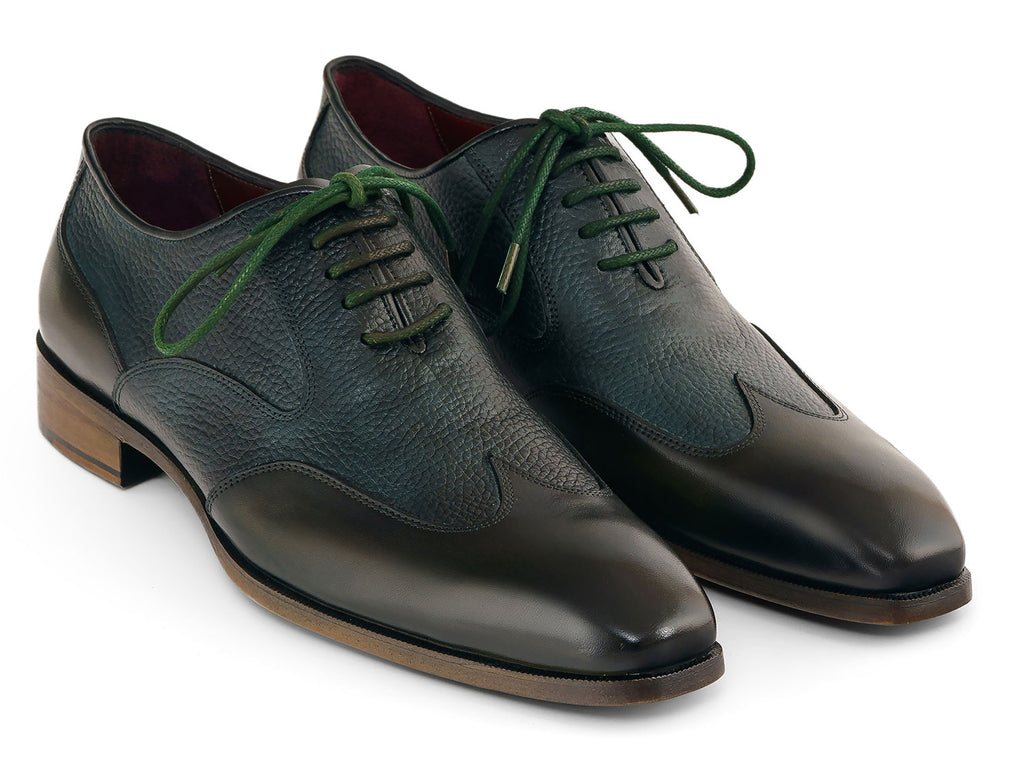 Paul Parkman Men's Wingtip Oxford Floater Leather Green (ID#XX023-GREEN)