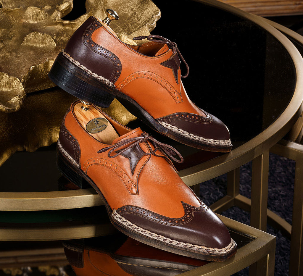 Paul Parkman Norwegian Welted Wingtip Men's Dress Shoes Brown & Tobacco (ID#8505-TOB)