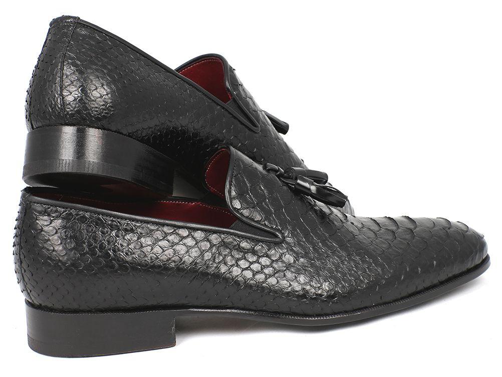 Paul Parkman Men's Black Genuine Python Tassel Loafers (ID#26GH41)