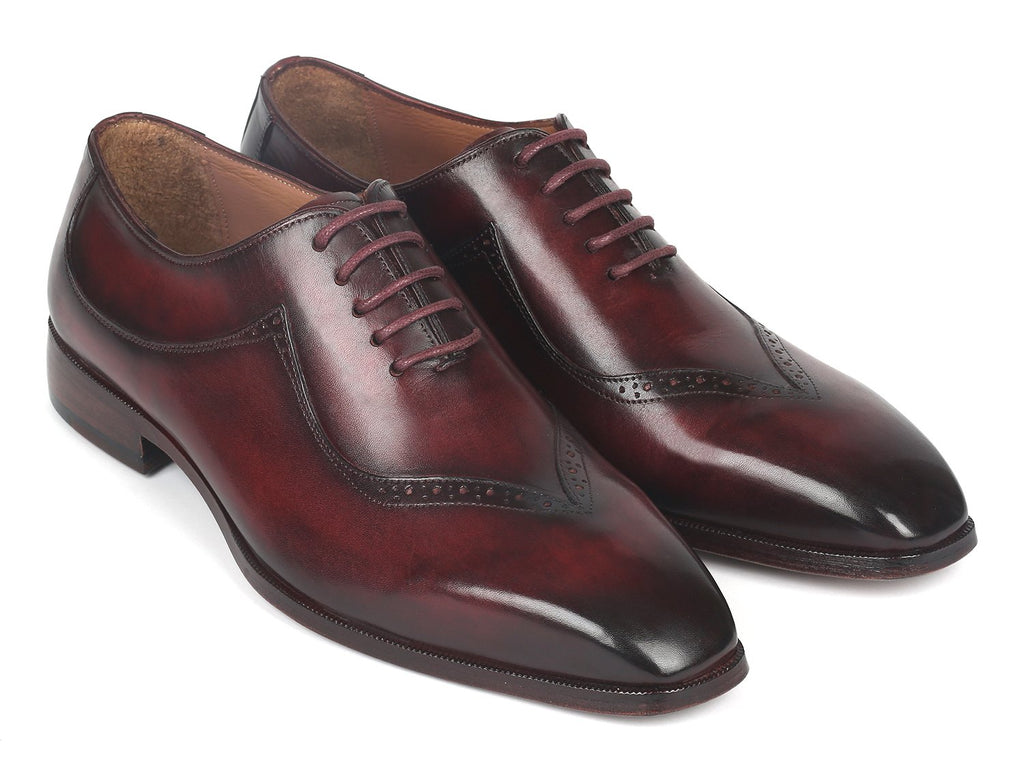 Paul Parkman Dark Bordeaux Hand-Painted Men's Oxfrods (ID#35BRD25)